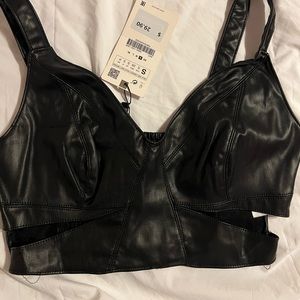 Leather crop top from Zara